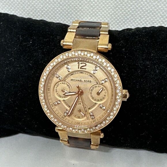 Michael Kors MK5841 Women's Two Tone Analog Rose Dial Quartz Wrist Watch NUL64 - Picture 2 of 11